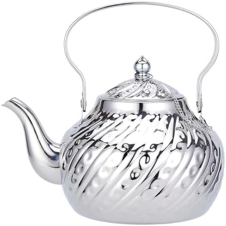 Antique style stainless steel kettle with infuser