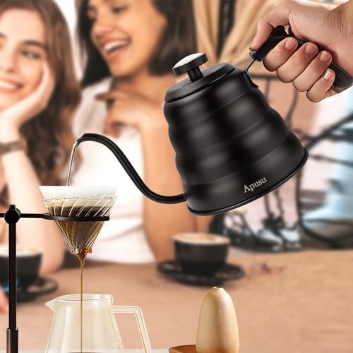 Apusu Stovetop Gooseneck Coffee Pot with Thermometer Silver — photo 5
