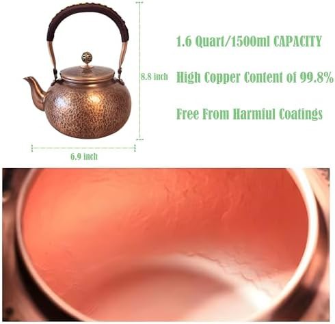 Hammered copper handmade stovetop teapot — photo 3