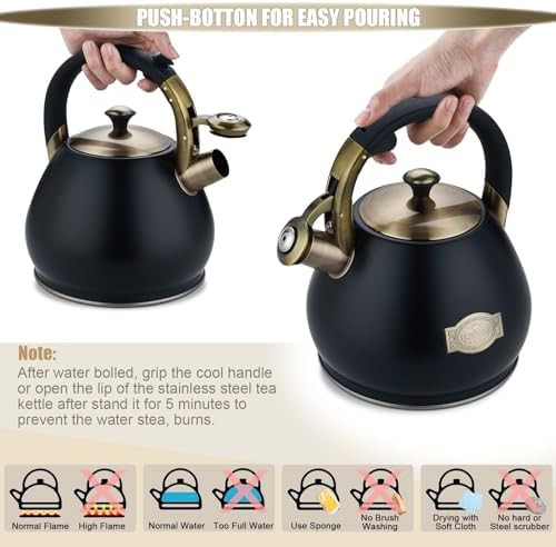 Stovetop whistling kettle with cool touch handle — photo 3