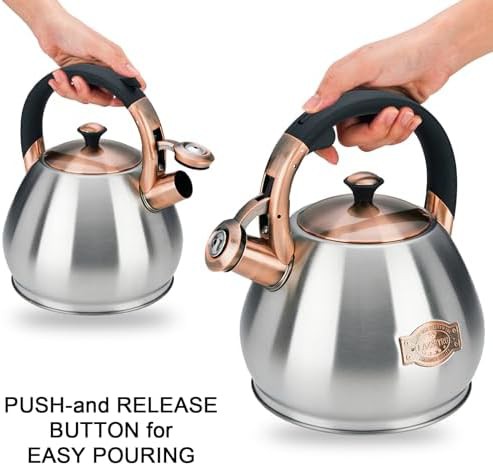 Metal whistling teapot 3 quart volume — photo 5