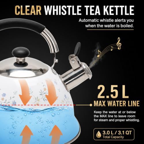 Folding handle enamel steel tea kettle 3.1QT — photo 5
