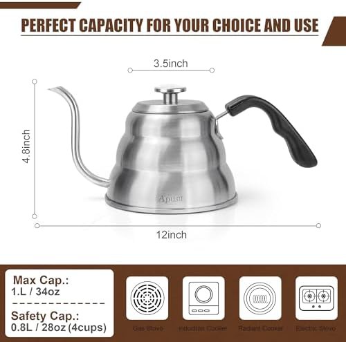 Apusu Small Stovetop Gooseneck Kettle Silver — photo 3