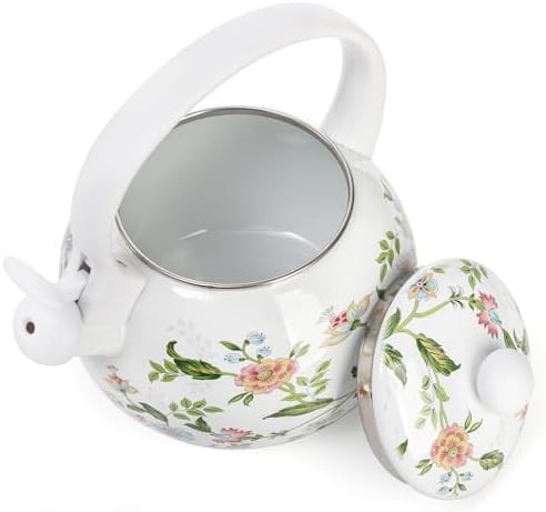 Floral enamel whistling stovetop tea kettle — photo 3