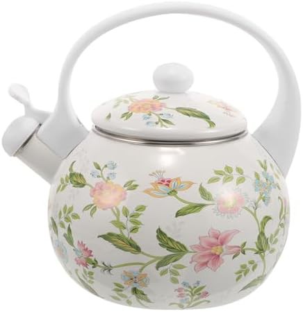 Vintage enamel on steel whistling kettle