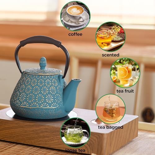 Blue Sakura Blossom Cast Iron Teapot 950ml — photo 3