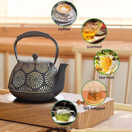 Black Sakura Cast Iron Kettle with Silicone Handle — photo 3