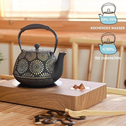 Black Sakura Cast Iron Kettle with Silicone Handle — photo 4