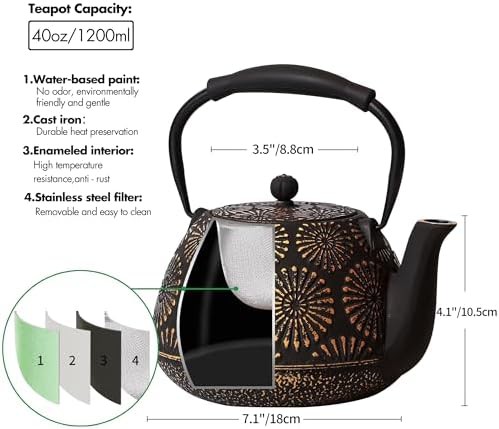 Black Sakura Cast Iron Kettle with Silicone Handle — photo 5