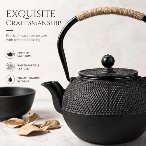 Black cast iron stovetop kettle with infuser — photo 5