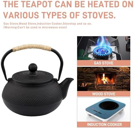 Japanese black cast iron tetsubin with infuser — photo 3