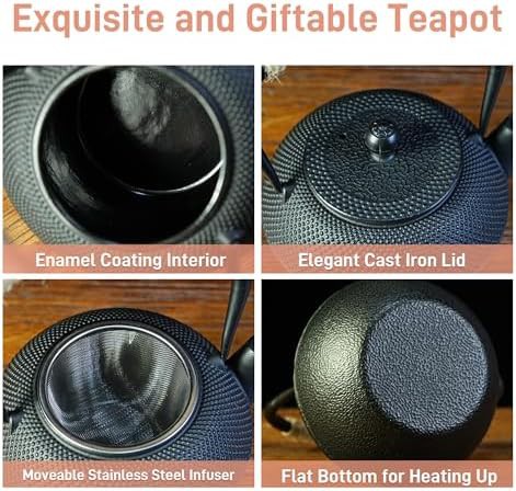Japanese black cast iron tetsubin with infuser — photo 5