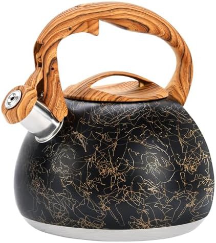 Black Art Line Kettle with Wood Handle