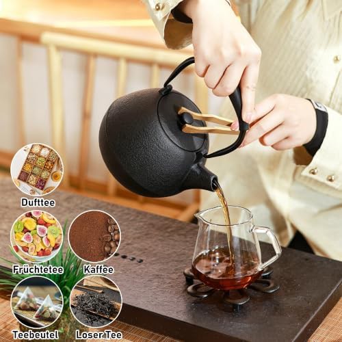 Black cast iron Japanese style teapot 1100ml — photo 5