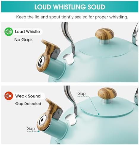 Blue stainless whistling stovetop kettle — photo 4