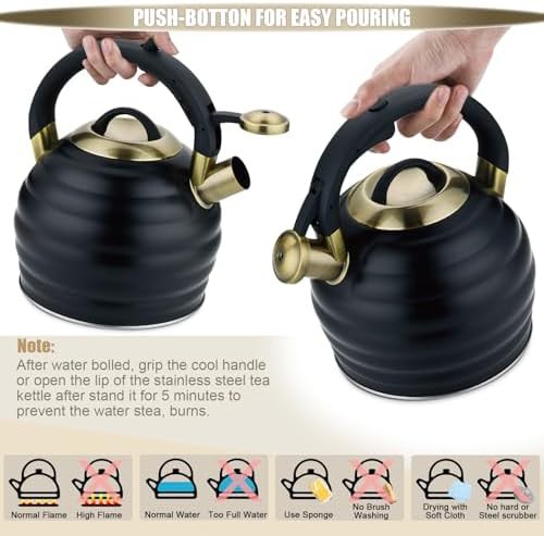 Steel stovetop whistling tea pot 3.2 quart — photo 3
