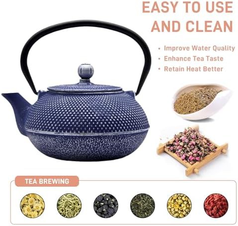 Dark blue Japanese cast iron tea kettle — photo 3