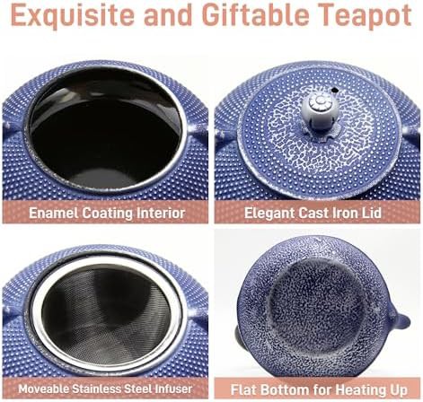 Dark blue Japanese cast iron tea kettle — photo 4