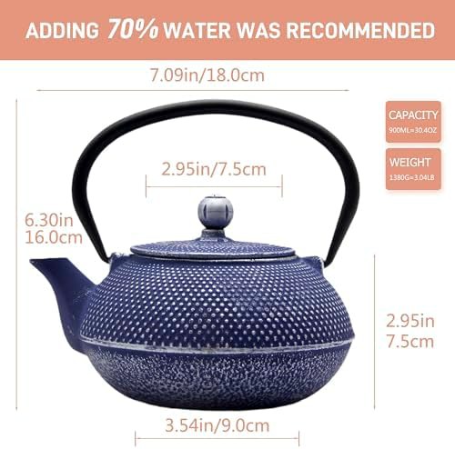 Dark blue Japanese cast iron tea kettle — photo 5