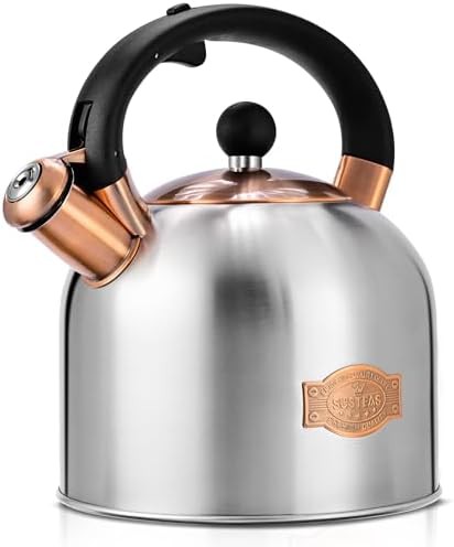 Vintage silver stainless steel whistling teapot