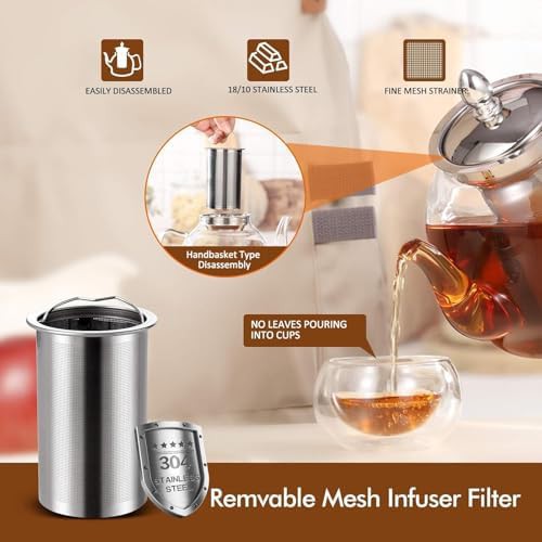 Glass teapot with removable stainless steel infuser — photo 4