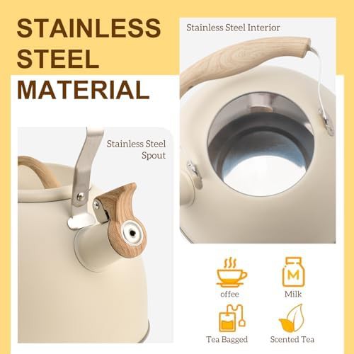 Wood pattern handle stainless steel kettle — photo 4