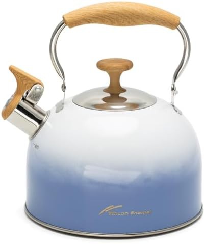 Gradient blue folding handle tea kettle 2.5 Quart