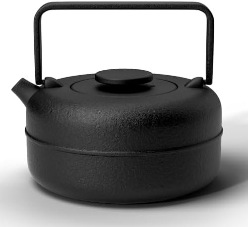 Black Cylinder Cast Iron Teapot with Infuser