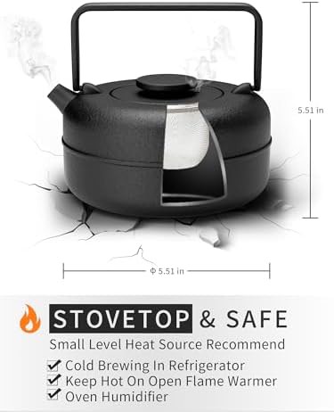 Black Cylinder Cast Iron Teapot with Infuser — photo 3