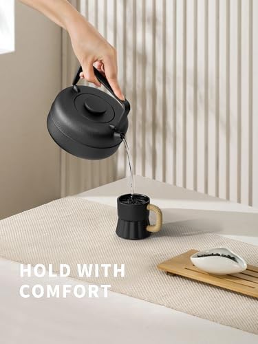 Black Cylinder Cast Iron Teapot with Infuser — photo 4