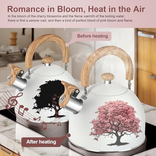 Whistling White Tea Kettle with Color Changing Design — photo 3