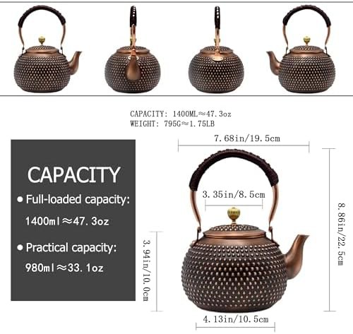 Compact Japanese style copper teapot — photo 5