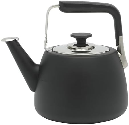 Matte black stainless steel large tea kettle