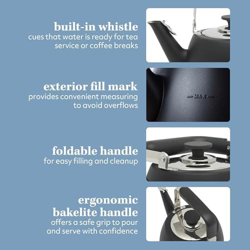 Matte black stainless steel large tea kettle — photo 5