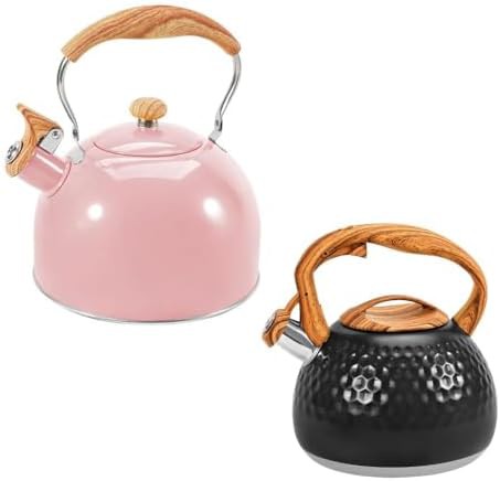 Black and Pink Whistling Tea Pot