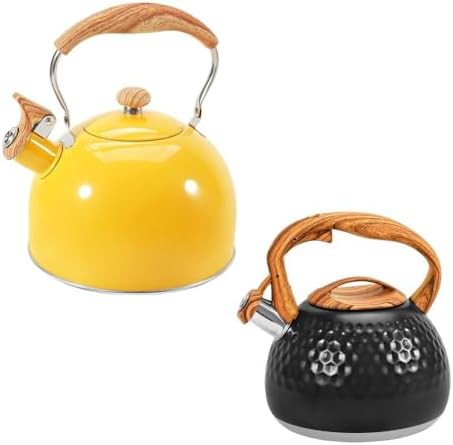 Black and Yellow Whistling Tea Pot