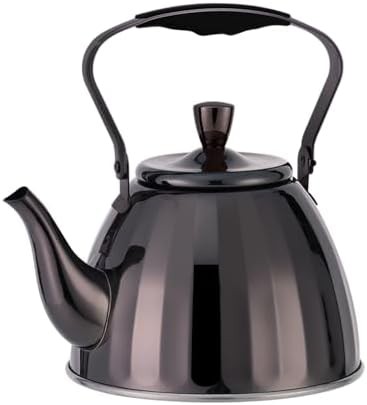 Black stainless steel kettle with tea infuser — photo 3