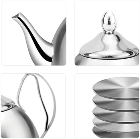 Silver stainless steel kettle with tea infuser — photo 5