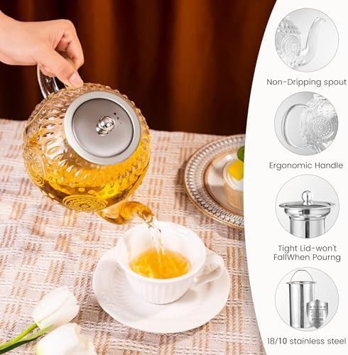 Vintage glass teapot with removable infuser — photo 3