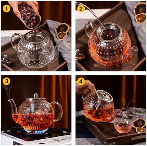 Vintage glass teapot with removable infuser — photo 4