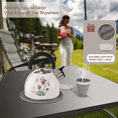 Stainless Steel Whistling Kettle with Folding Cup — photo 5
