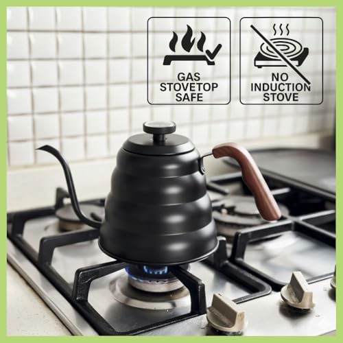Black gooseneck kettle with built-in thermometer — photo 4