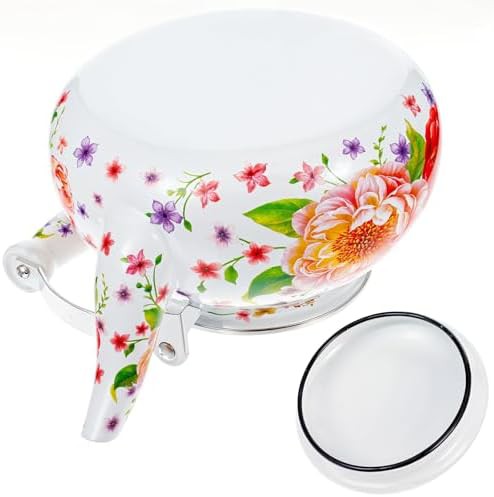 Floral enamel on steel vintage kettle — photo 5