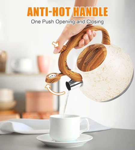 Off white stainless steel whistling tea kettle — photo 5