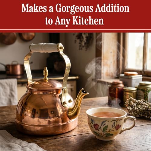 Vintage copper kettle with ceramic handle — photo 4