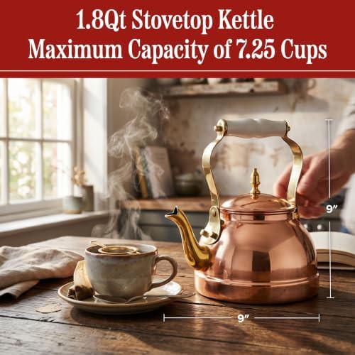 Vintage copper kettle with ceramic handle — photo 5