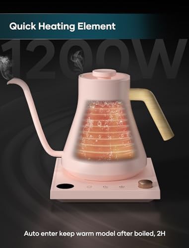 Pink gooseneck electric kettle with control — photo 3