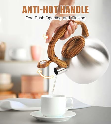 Silver stainless steel whistling tea kettle 3.2 qt — photo 5