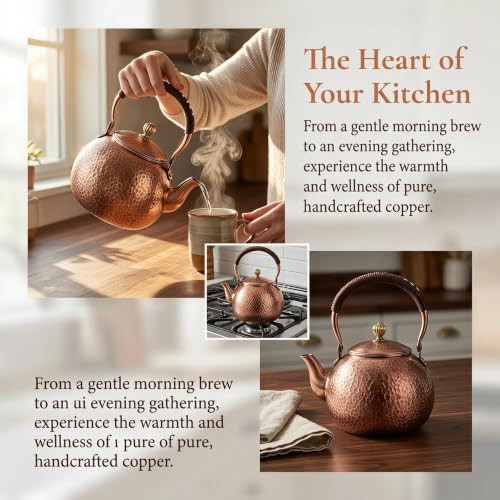 Handmade hammered copper stovetop kettle — photo 3
