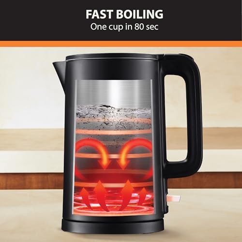 Stainless steel electric kettle with cool touch interior — photo 3